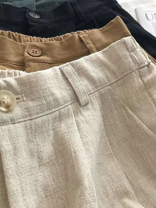 Fitshinling Line Cotton Shorts For Women 2024 New In Fashion Vintage High Waist Short Femme Clothing Solid Slim Pleated Pants